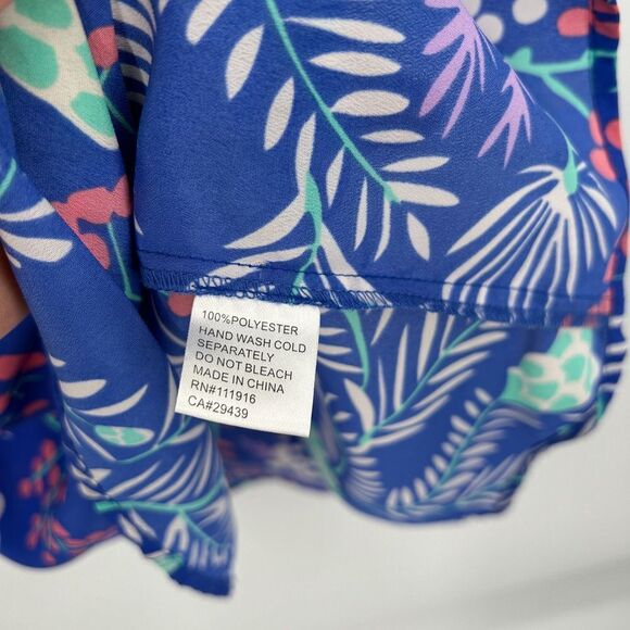 YUMI KIM Blue Purple Floral Print Lightweight Crossback Summer Mini Dress Medium - Picture 7 of 7